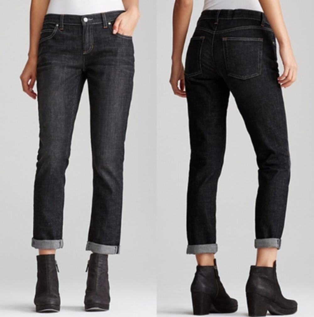Eileen Fisher 0 Organic Cotton Boyfriend Jeans in Vintage Black